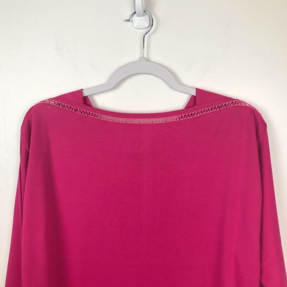 ADOLFO SPORT long sleeve shirt hot pink Women Size Medium NWT Cotton Blend - Picture 2 of 5